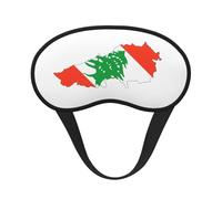 Máscara de ojos negra con estampado de mapa de la bandera del Líbano para dormir en avión, máscara de dormir de poliéster para el hogar y viajes