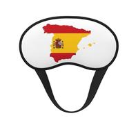 Máscara de ojos negra con estampado de mapa de la bandera española para dormir en avión, máscara de dormir de poliéster para el hogar y viajes
