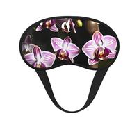 Máscara de ojos negra con estampado de orquídea de campana, para dormir en avión, máscara de dormir de poliéster para el hogar y viajes