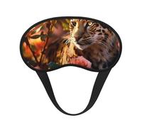Máscara de ojos negra con estampado de rosas de leopardo para dormir en avión, máscara de dormir de poliéster para el hogar y viajes