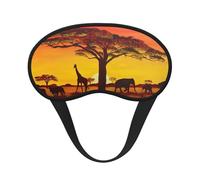 Máscara de ojos opaca con estampado de atardecer de animales africanos, suave y ligera, para la noche, con los ojos vendados, transpirable, cubre los ojos