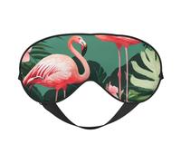 Máscara de ojos opaca con estampado de flamenco rojo para mujeres y hombres, correa ajustable de dos caras, para dormir, viajar, relajarse
