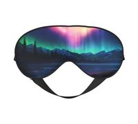 Máscara de ojos opaca con estampado de luces del norte oscuras para mujeres y hombres, correa ajustable de dos caras, para dormir, viajar, relajarse
