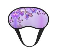 Máscara de ojos opaca con estampado de mariposa morada, suave y ligera, para la noche, con los ojos vendados, transpirable, cubre los ojos