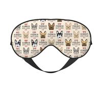 Máscara de ojos opaca con estampado de perro francés para mujeres y hombres, correa ajustable de dos caras, para dormir, viajar, relajarse