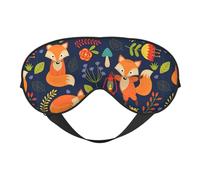 Máscara de ojos opaca con estampado de zorro y flores de zorro para mujeres y hombres, correa ajustable de dos caras, para dormir, viajar, relajarse