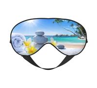 Máscara de ojos opaca suave con estampado de flores tropicales y piedras zen, máscara de ojos de viaje, cubreojos para dormir de lado, máscara de ojos para dormir para hombres y mujeres