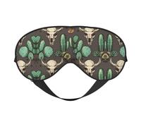 Máscara de ojos opaca suave de doble cara con calavera de toro y cactus lindo para relajación, cero presión, noche