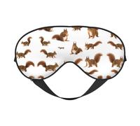Máscara de ojos opaca suave de doble cara con diseño de ardilla, para relajación, cero presión, para dormir
