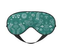 Máscara de ojos opaca suave de doble cara con diseño de delfines, estrellas de mar, estrellas de mar, coral, conchas marinas, para dormir