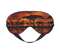 Máscara de ojos opaca suave de doble cara con diseño de jirafa bajo el árbol en África para relajación, cero presión, noche