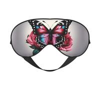 Máscara de ojos opaca suave de doble cara con diseño de rosa y mariposa, para dormir
