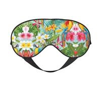 Máscara de ojos opaca suave de doble cara con plantas tropicales y loros, máscara de ojos para dormir de noche