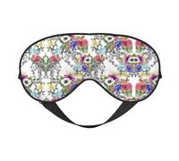 Máscara de ojos opaca unisex con diseño de flores silvestres y pájaros, hojas y ramas, para dormir con correas ajustables, máscara de ojos de viaje