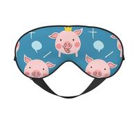 Máscara de ojos para dormir, bonita máscara de dormir de cerdo corona de dibujos animados con correa ajustable