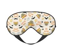 Máscara de ojos para dormir con estampado de calabaza y búho de Halloween, bloqueo de luz nocturna, sombra de ojos de seda para hombres y mujeres