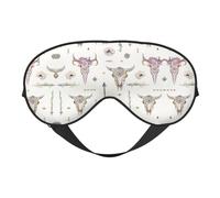 Máscara de ojos para dormir con estampado de calavera de toro ribal sobre blanco, bloqueo de luz nocturna, sombra de ojos para dormir de seda para hombres y mujeres