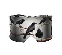 Máscara de ojos para dormir con estampado de cuervo negro con pájaros en una rama, suave y cómoda, para hombres y mujeres