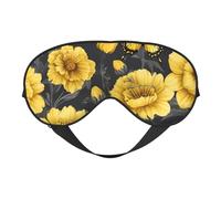 Máscara de ojos para dormir con estampado de flores amarillas y mariposas, para exteriores, interiores, viajes, camping, meditación, yoga, turno, trabajo, transpirable