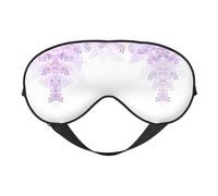 Máscara de ojos para dormir con estampado de flores lilas en flor con correa ajustable suave para viajes en avión, relajarse, yoga, siesta y meditación