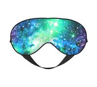 Máscara de ojos para dormir con estampado de galaxias verdes, azules y moradas, para todas las ocasiones, con correa ajustable de doble cara, perfecta para turnos y viajes