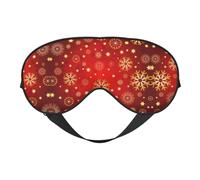 Máscara de ojos para dormir con estampado de nieve dorada con fondo rojo, bloquea la luz, vendas de moda para mujeres y hombres, avión o siesta