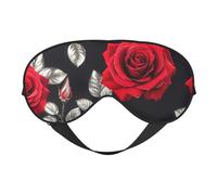 Máscara de ojos para dormir con estampado de rosas rojas, para exteriores, interiores, viajes, camping, meditación, yoga, turno, trabajo, transpirable