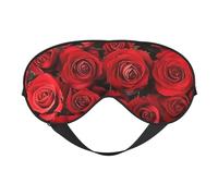 Máscara de ojos para dormir con estampado de rosas rojas, para exteriores, interiores, viajes, camping, meditación, yoga, turno, trabajo, transpirable