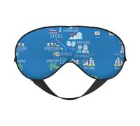 Máscara de ojos para dormir con impresión de ciudades coreanas y monumentos, máscara suave para el hogar y camping, bloquea la luz, cómoda para la mayoría de los usuarios