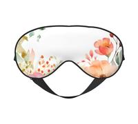 Máscara de ojos para dormir, corona de flores de acuarela con correa ajustable