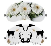 Máscara de ojos para dormir de lado, máscara de dormir, máscara de bloqueo de luz, floral con ciervo negro, cubierta suave para viajes, siesta, avión