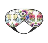 Máscara de ojos para dormir, diseño de flores silvestres, pájaros, hojas, ramas, cómodo, para dormir, bloqueo de luz, con correa ajustable