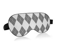 Máscara de ojos para dormir esencial de viaje con banda elástica ajustable opaca para dormir con diseño de tablero de ajedrez gris y blanco, para transporte público