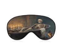 Máscara de ojos para dormir, esqueleto, relajante en una bañera, máscara de sueño de fantasía para mujeres y hombres, correa ajustable, cubierta de ojos vendados para viajes, yoga, siesta, trabajo