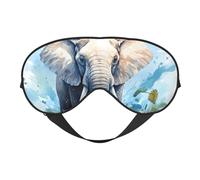 Máscara de ojos para dormir, máscara de dormir de elefante de río acuarela con correa ajustable