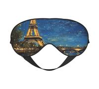 Máscara de ojos para dormir, pintura al óleo, río Sena, Torre Eiffel, máscara para dormir con correa ajustable