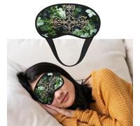 Máscara de ojos para dormir, transpirable, con bloqueo de luz, cruz negra entre flores verdes, venda nocturna, suave, cómoda, cubierta de sombra para dormir para hombres y mujeres, cubierta de ojos