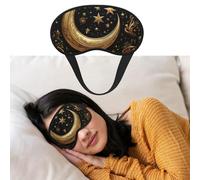 Máscara de ojos para dormir, transpirable, con bloqueo de luz, estrellas doradas y luna, vendas para los ojos, suave, cómoda, para hombres y mujeres, cubierta de ojos para siesta en casa