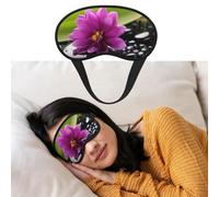 Máscara de ojos para dormir, transpirable, con bloqueo de luz, flor morada con piedra negra, venda para los ojos, suave, cómoda, para hombres y mujeres, cubierta de ojos para siesta en casa