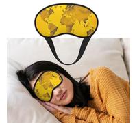 Máscara de ojos para dormir, transpirable, con bloqueo de luz, máscara de dormir con mapa del mundo amarillo, venda nocturna suave, cómoda, cubierta de sombra para dormir para hombres y mujeres