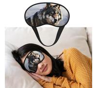 Máscara de ojos para dormir, transpirable, con bloqueo de luz, un lobo de pie en una noche de nieve, con los ojos vendados, suave, cómoda, para hombres y mujeres, cubierta de ojos para siesta en casa