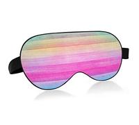 Máscara de ojos para dormir transpirable de color arcoíris de madera de pintura, funda para dormir con sensación fresca para el descanso de verano, venda elástica contorneada para viajes de mujeres y