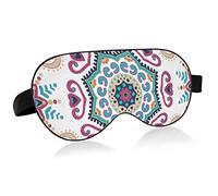 Máscara de ojos para dormir transpirable de estilo bohemio de cerámica, funda para dormir con sensación fresca para el descanso de verano, venda elástica contorneada para viajes de mujeres y hombres
