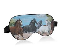 Máscara de ojos para dormir transpirable para correr con pintura de caballo, funda para dormir con sensación fresca para el descanso de verano, venda elástica contorneada para viajes de mujeres y homb