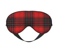 Máscara de ojos para dormir versátil con estampado a cuadros rojos y negros, máscara de ojos suave reversible para meditación y viajes, unisex