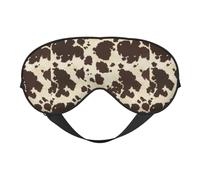 Máscara de ojos para dormir versátil con estampado de puntos de vaca, color marrón, reversible, para meditación y viajes, unisex