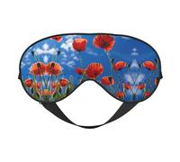 Máscara de ojos Poppies On Blue Sky, unisex, cero presión ocular, máscara para dormir, cubierta suave para ojos para viajes