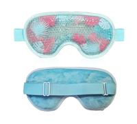 Máscara de ojos refrescante con cuentas de gel reutilizable, compresa fría, bolsa de hielo para dormir (hojas azules)
