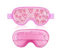 Máscara de ojos refrescante con cuentas de gel reutilizable, compresa fría, bolsa de hielo para dormir (corazón rojo)
