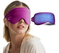 Máscara de ojos refrescante, máscara de ojos fríos para ojeras, hinchazón, dolor de cabeza, migrañas, máscara de ojos de gel con peso, paquete de hielo reutilizable para ojos fríos (morado)